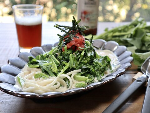 なばなと明太子の豆乳かけ冷麦